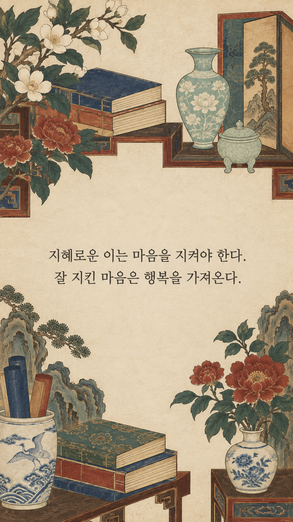자신의 마음을 지키는 일 — 한국 민화 명언 삽화