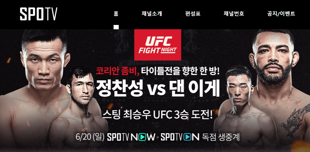 정찬성-댄이게-UFC-경기-생중계-일정