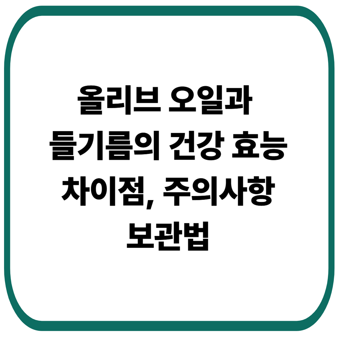 올리브 오일과 들기름의 건강 효능[차이점, 주의사항, 보관법]