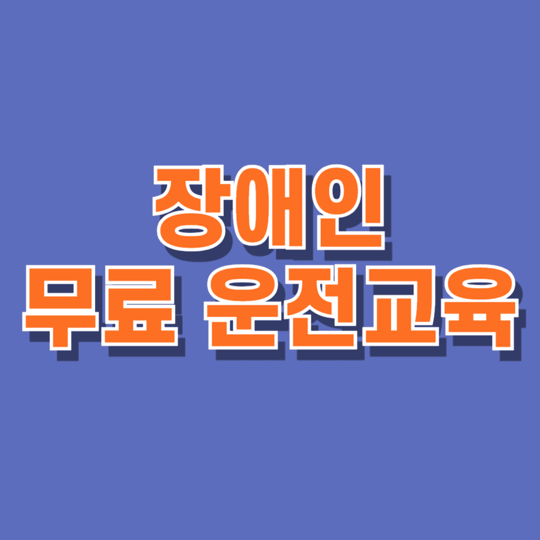 장애인 무료 운전교육