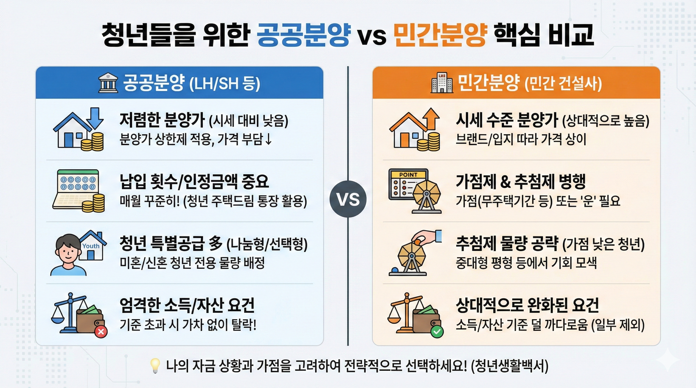 공공분양 vs 민간분양 핵심 차이점