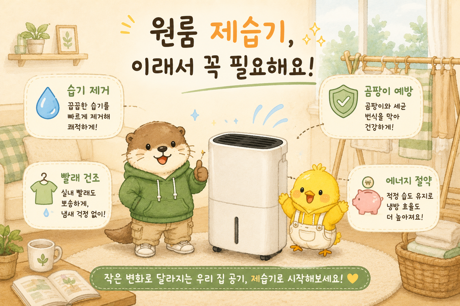 원룸 제습기 사용 장점을 한눈에 정리한 인포그래픽