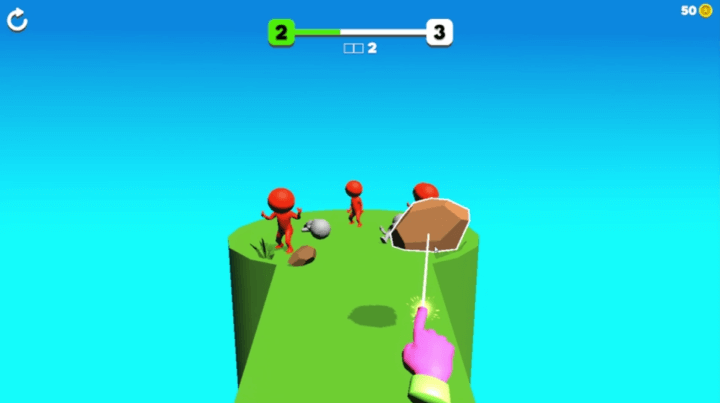 큰-바위를-끌어와서-적을-향해-던지는-화면