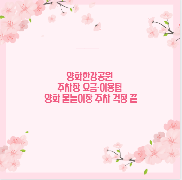 양화한강공원 주차장 요금&middot;이용팁 양화 물놀이장 주차 걱정 끝