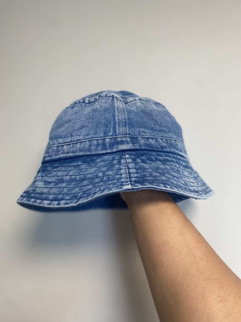 루오에스펙(LUOESPAC) 오버핏 워싱 데님 라인 버킷햇(라이트데님)