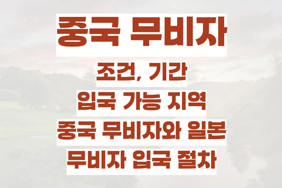 무비자 중국 여행 조건