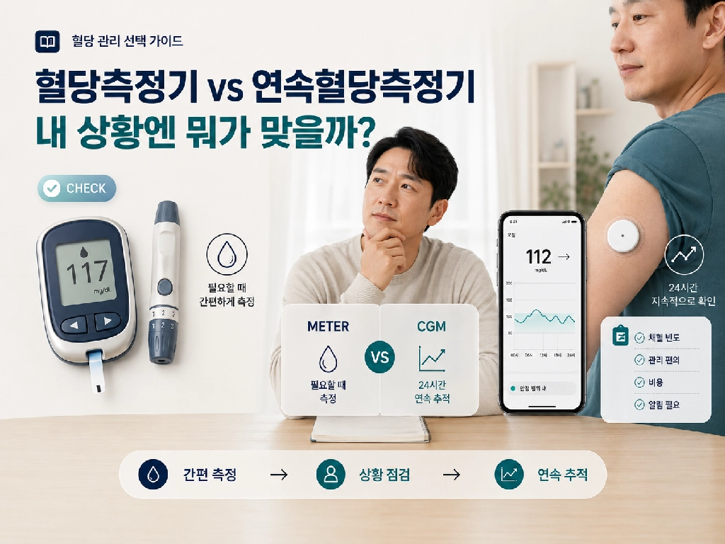 혈당측정기와 연속혈당측정기, 내 상황에서 뭐가 맞는 선택일까