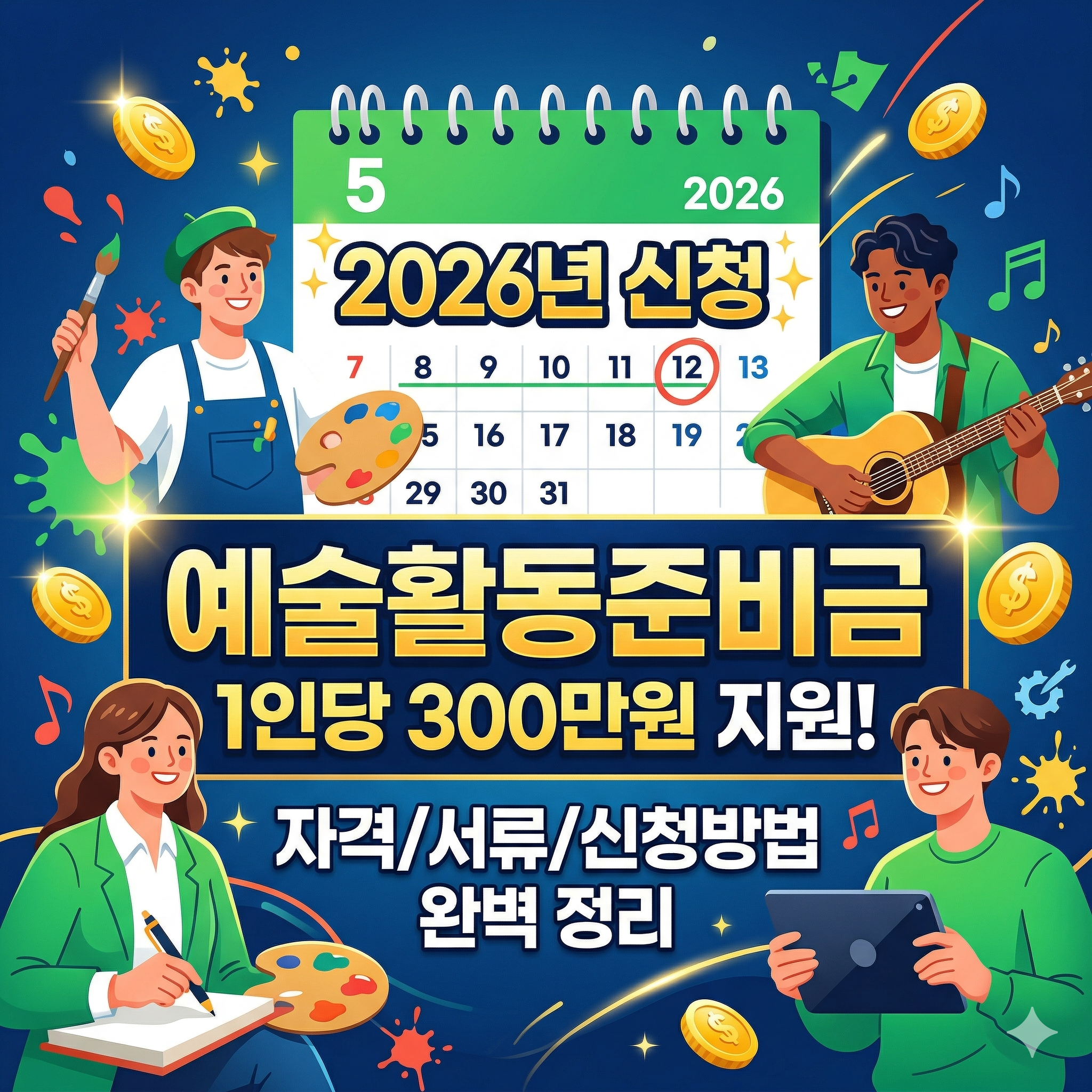 1인당 300만 원 지원! 예술활동준비금 신청 자격 및 서류 완벽 정리 가이드