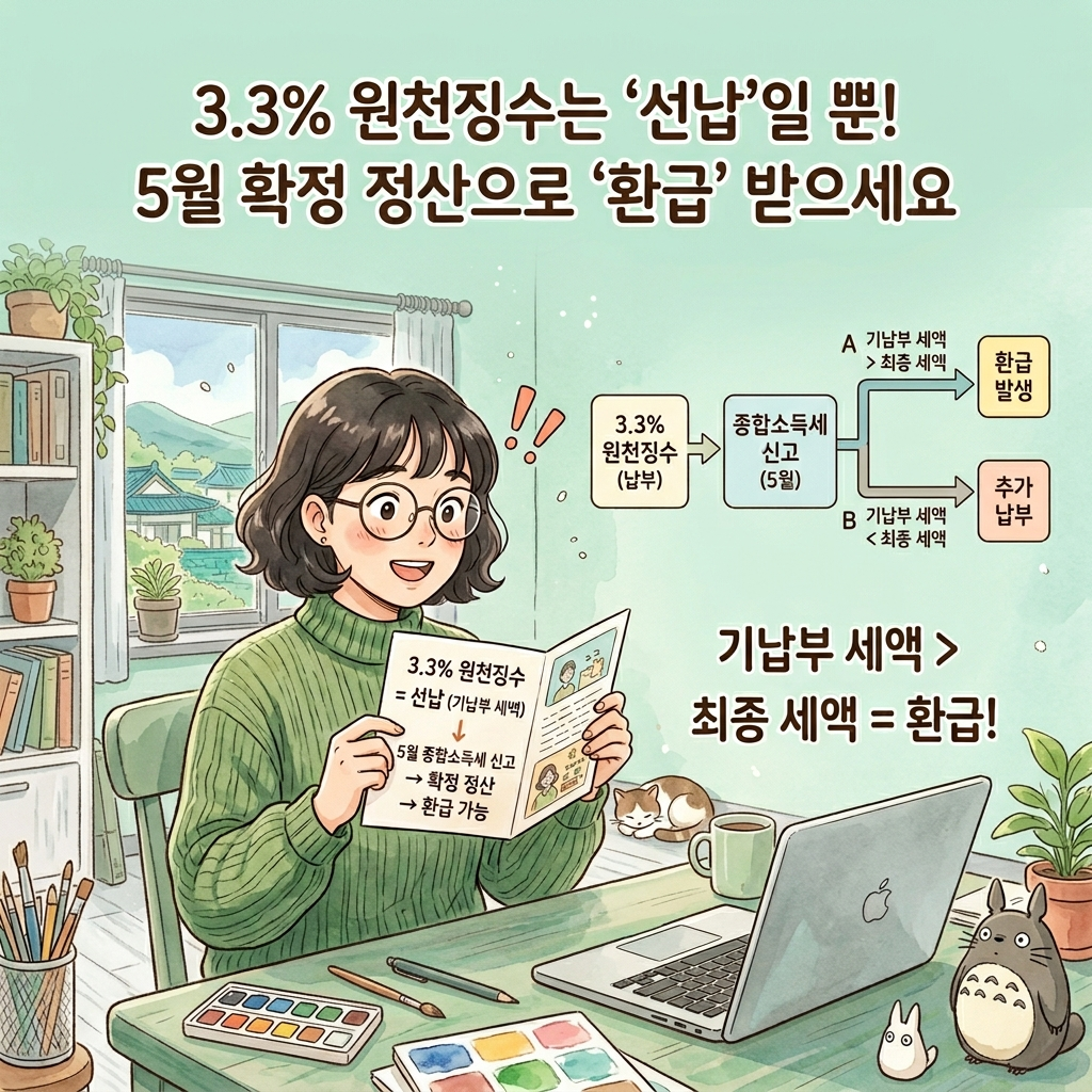 프리랜서 3.3% 원천징수 종합소득세 신고 환급 구조