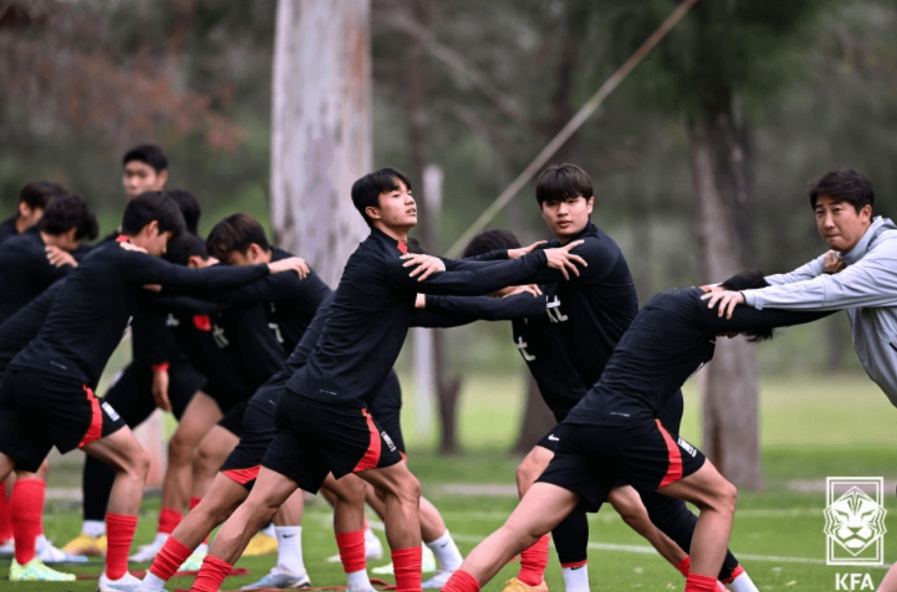 훈련중인 대한민국 대표팀