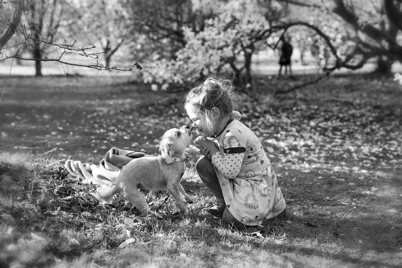 아이를 키울 때 반려견과의 긍정적인 효과 관련 사진