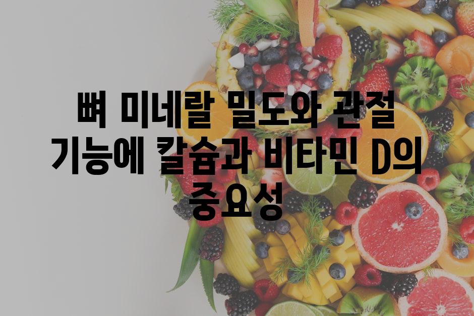 뼈 미네랄 밀도와 관절 기능에 칼슘과 비타민 D의 중요성
