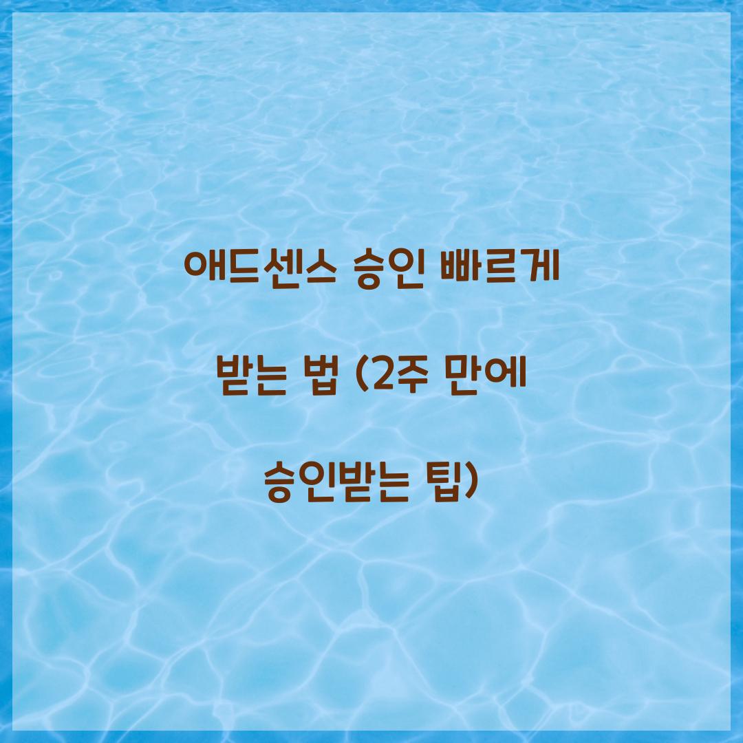 애드센스 승인 빠르게 받는 법