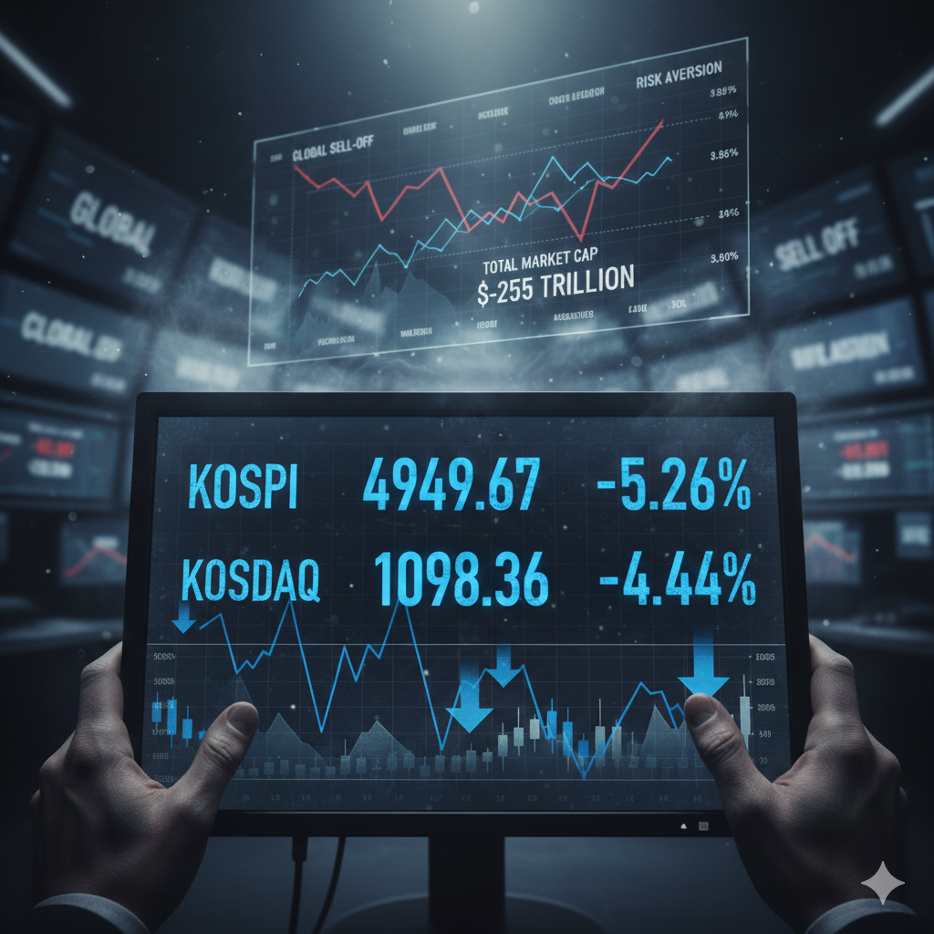 글의 이해를 돕기 위한 한국 증시 하락 사진