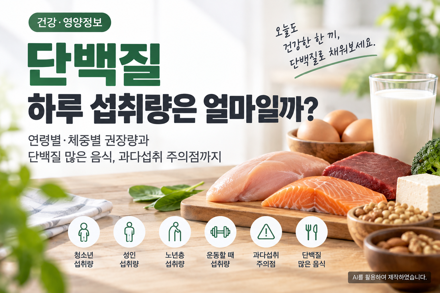 연령별 체중별 단백질 하루 섭취량과 과다섭취 주의점