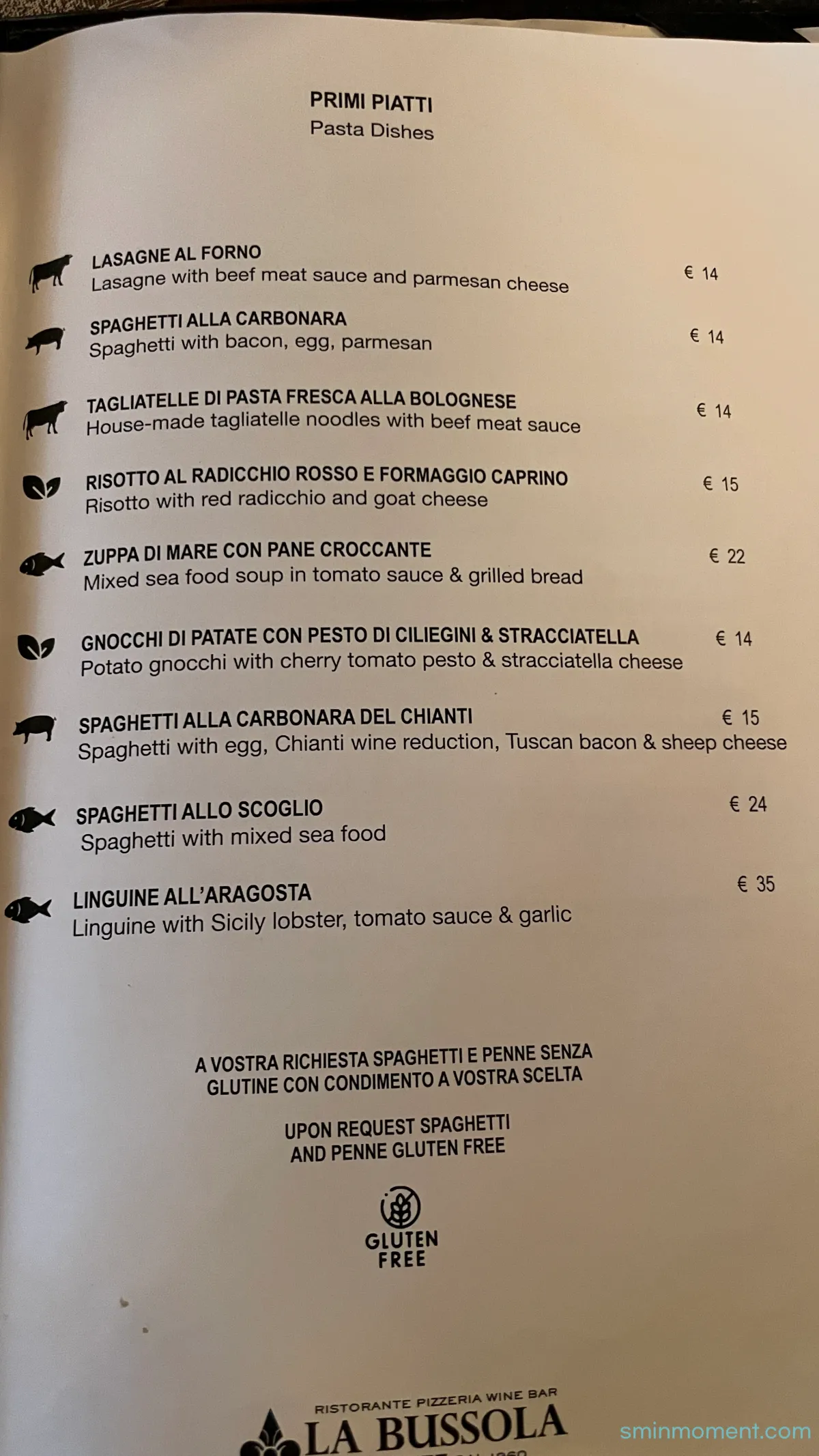 이탈리아-피렌체-맛집-라부솔라-파스타디시-메뉴판