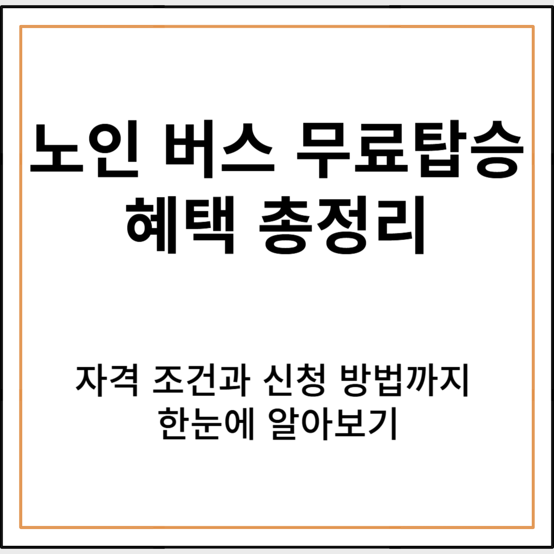 65세 이상 어르신을 위한 노인 버스 무료탑승 혜택 정리