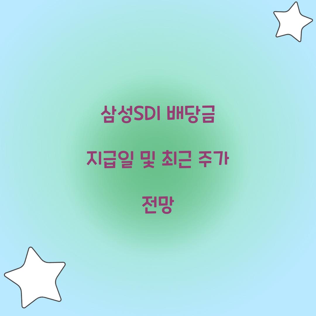 삼성SDI 배당금 지급일