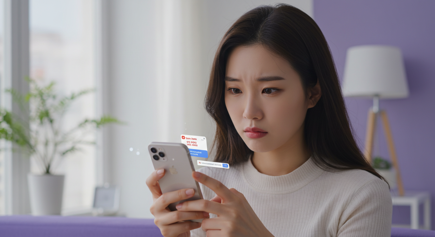 아이폰-스팸문자-확인-여성