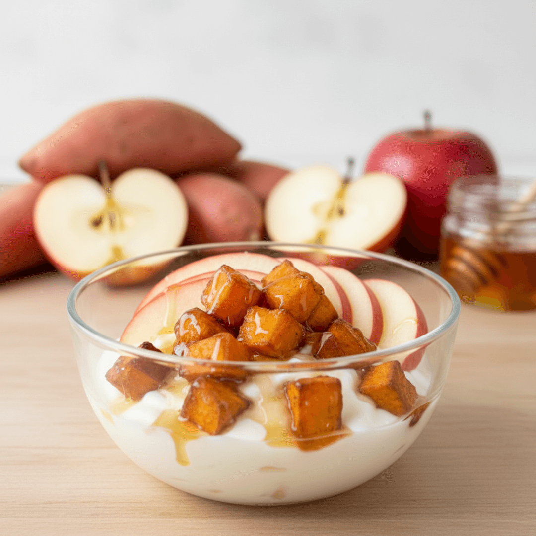 음식궁합(달콤한 에너지 + 산뜻한 여유)ㅣ고구마와 사과의 음식 궁합 — 부드러운 단맛 속에 산뜻함이 깃드는 ‘편안한 에너지의 식사’