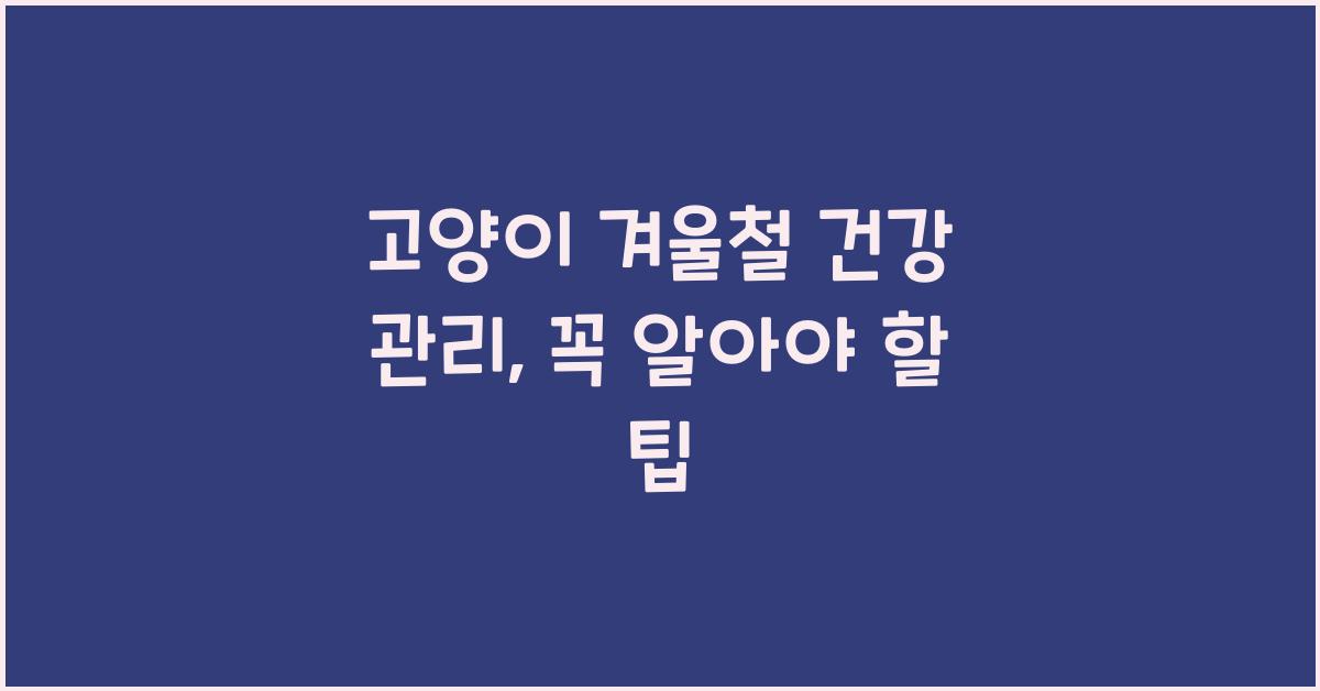 고양이 겨울철 건강 관리