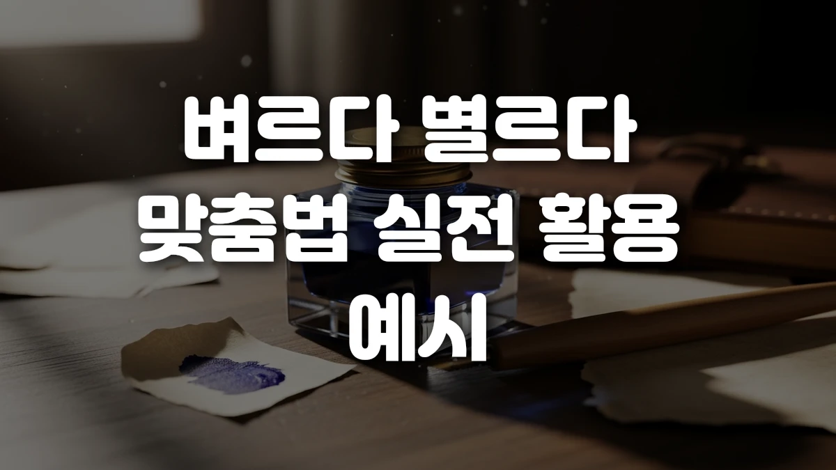벼르다 별르다 맞춤법 실전 활용 예시