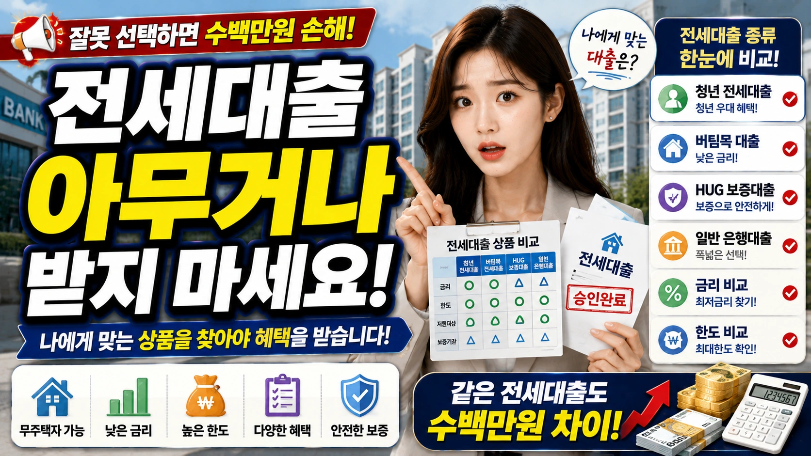 전세대출 아무거나 선택했다가 더 좋은 혜택을 놓칠 수 있습니다