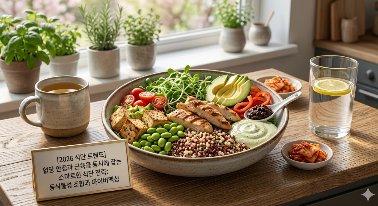 요즘 뜨는 식단전략 (동식물성 조합, 식이섬유강화, 혈당인정)