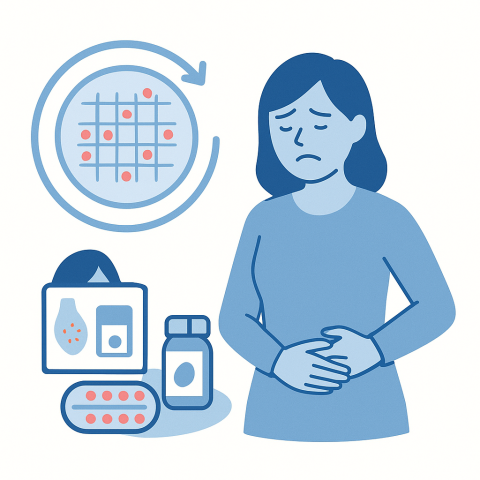 칸디다 질염과 다른 질염·성병을 혼동하는 자가진단 위험을 보여주는 이미지