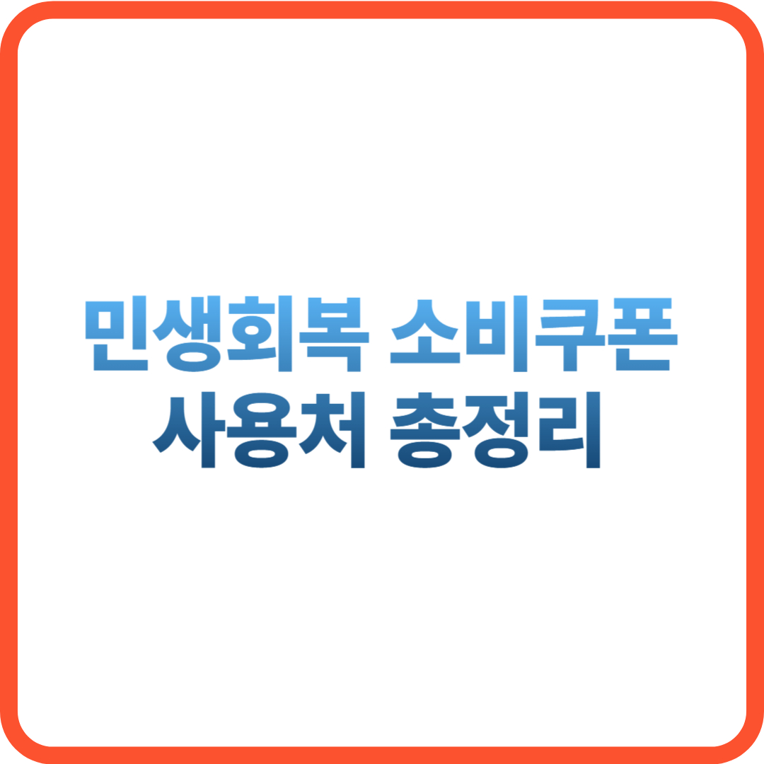 민생회복 소비쿠폰 사용처 업종 확인방법 지역제한