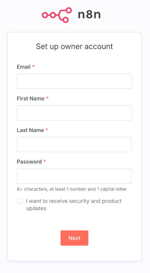 N8N 최초 로그인
