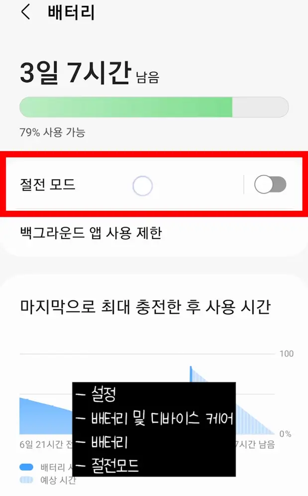 갤럭시 배터리수명연장 설정방법