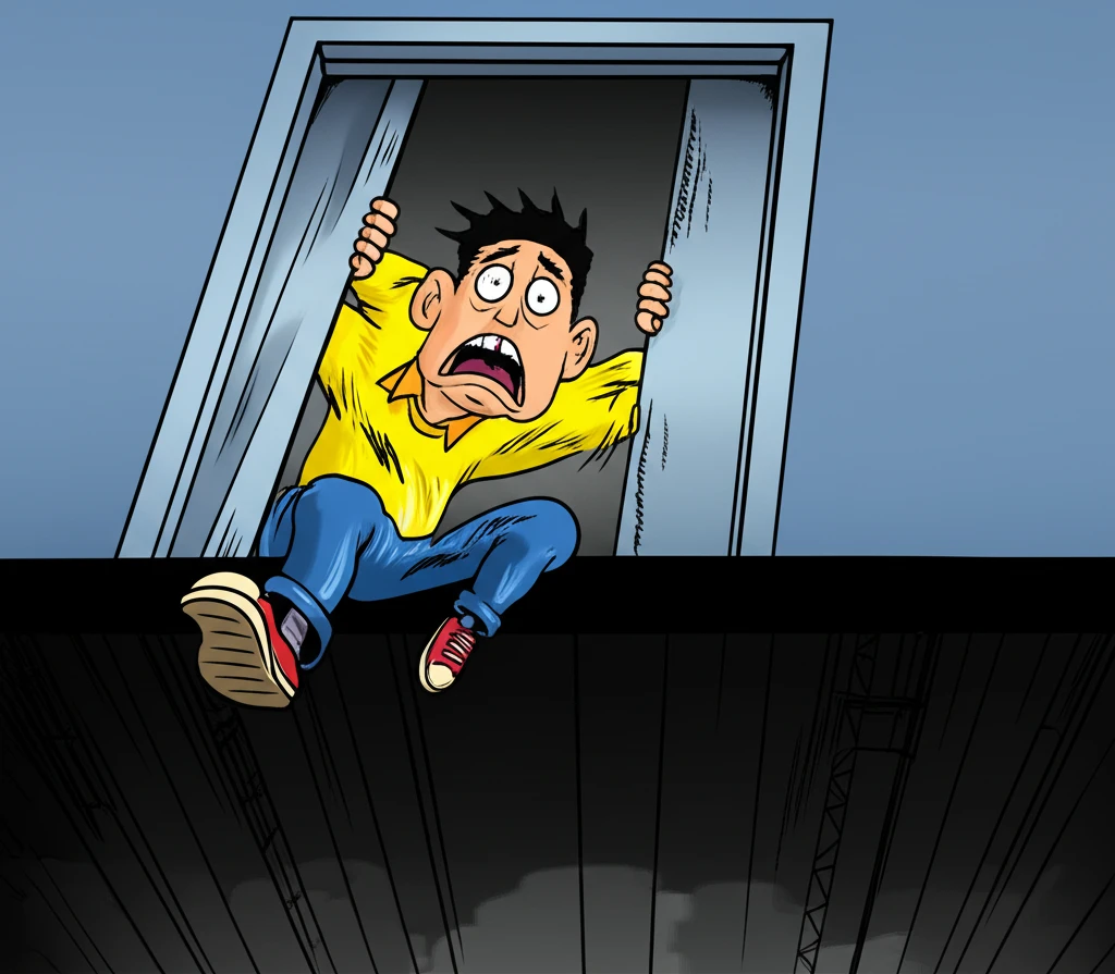 엘리베이터 추락 시 점프와 강제 탈출..