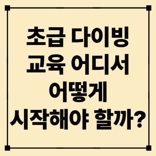 초급 다이빙 교육, 어디서 어떻게 시작해야 할까?