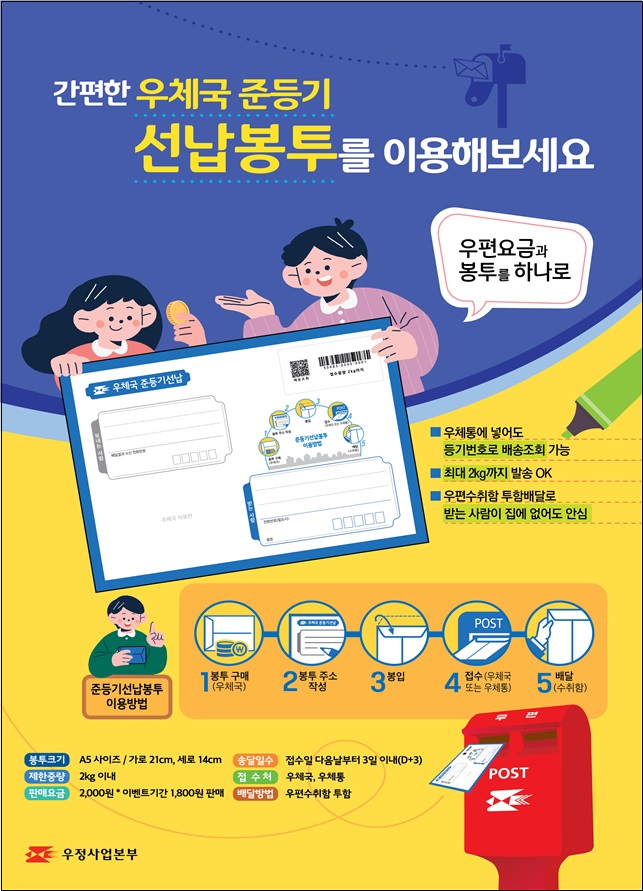 우체국-준등기-선납봉투-소형택배-우체통위치찾기