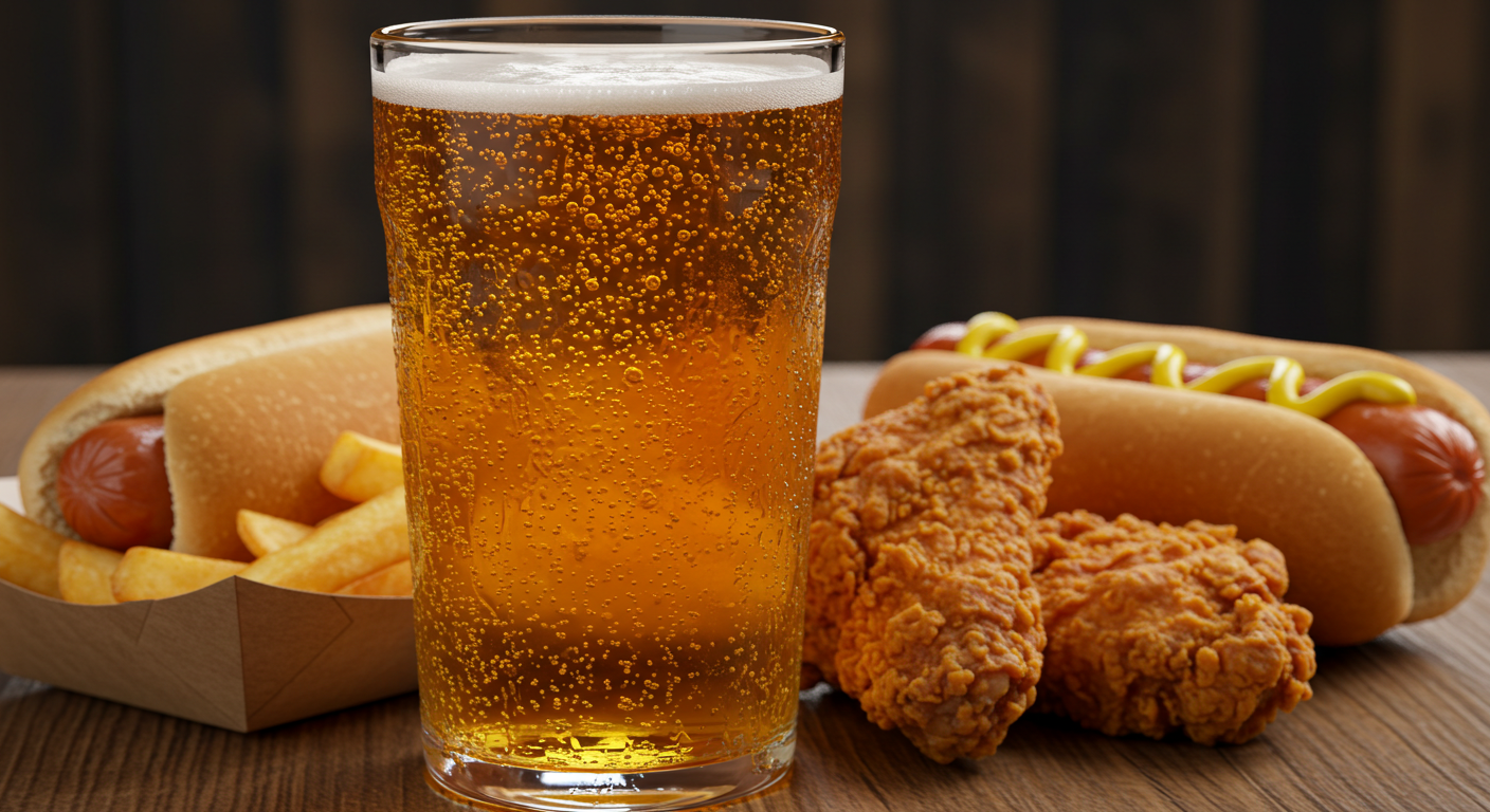 맥주와 치킨, 소세지 이미지