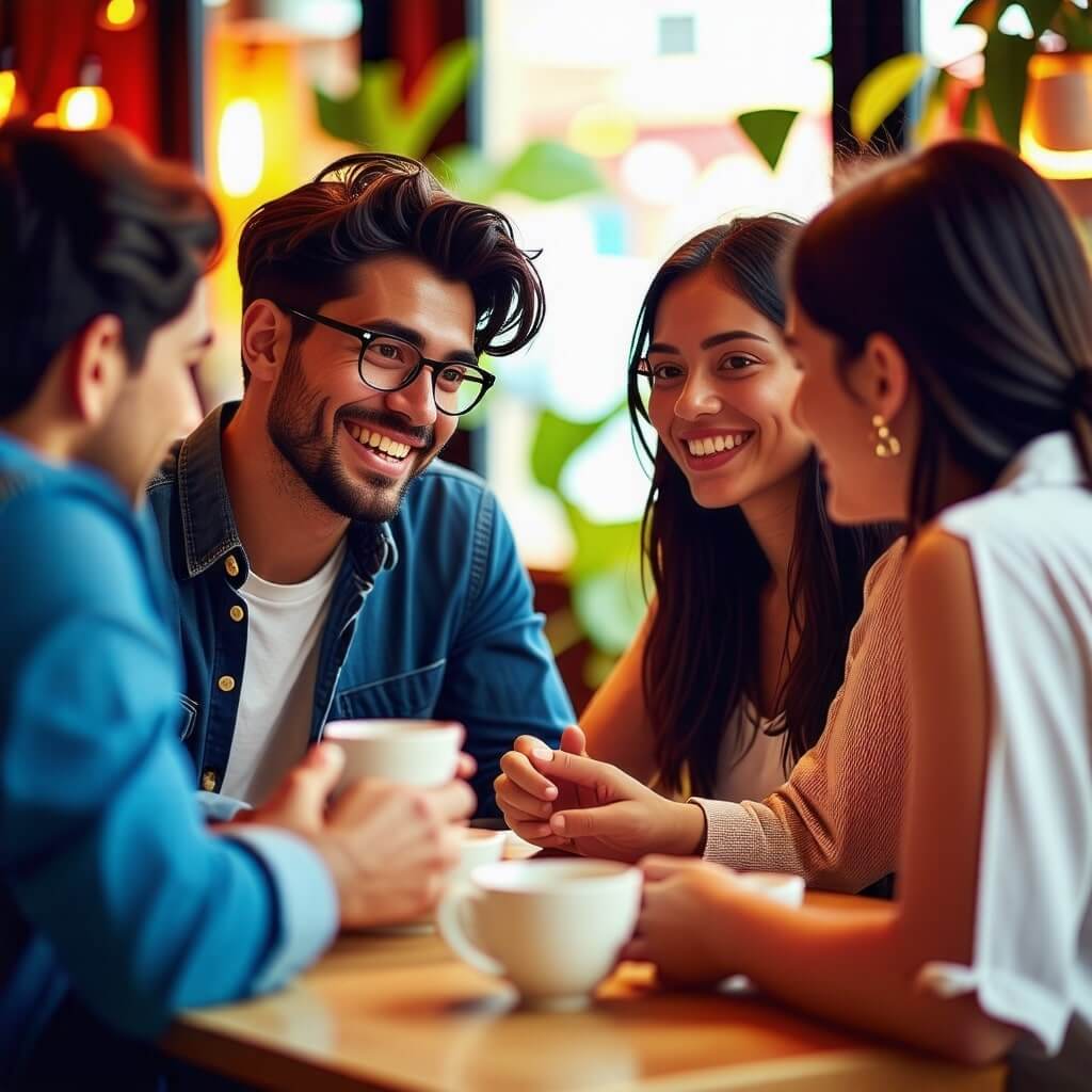 소그룹 대화: 소그룹으로 나뉘어 대화하는 참가자들