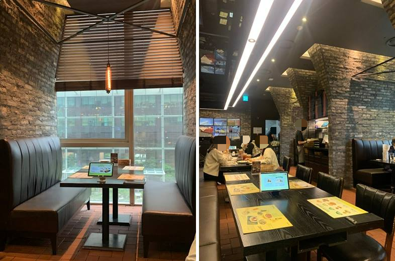 칸 나눠져있는 창문가 자리