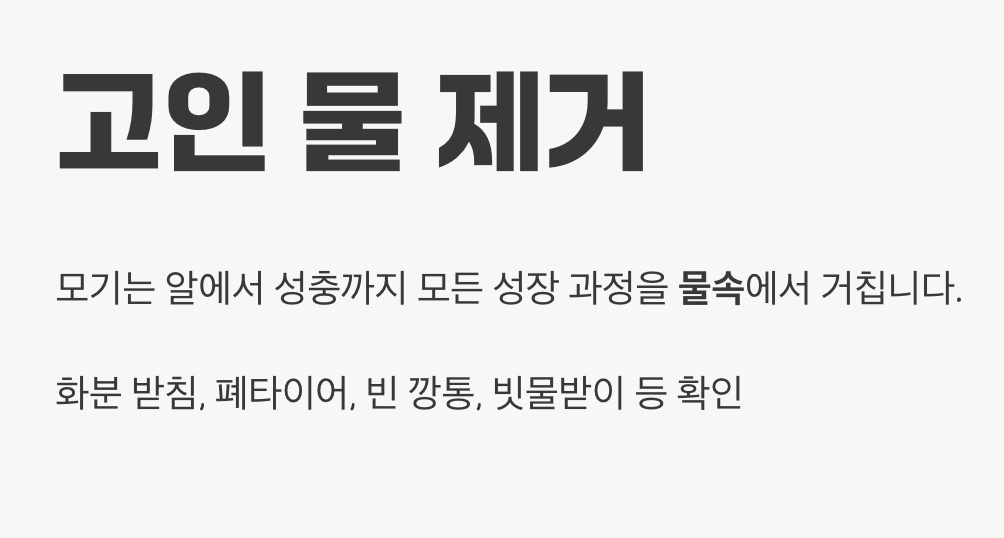 모기의 고향을 파괴하라, 고인 물 제거