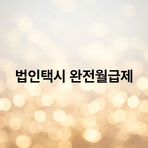 법인택시 완전월급제