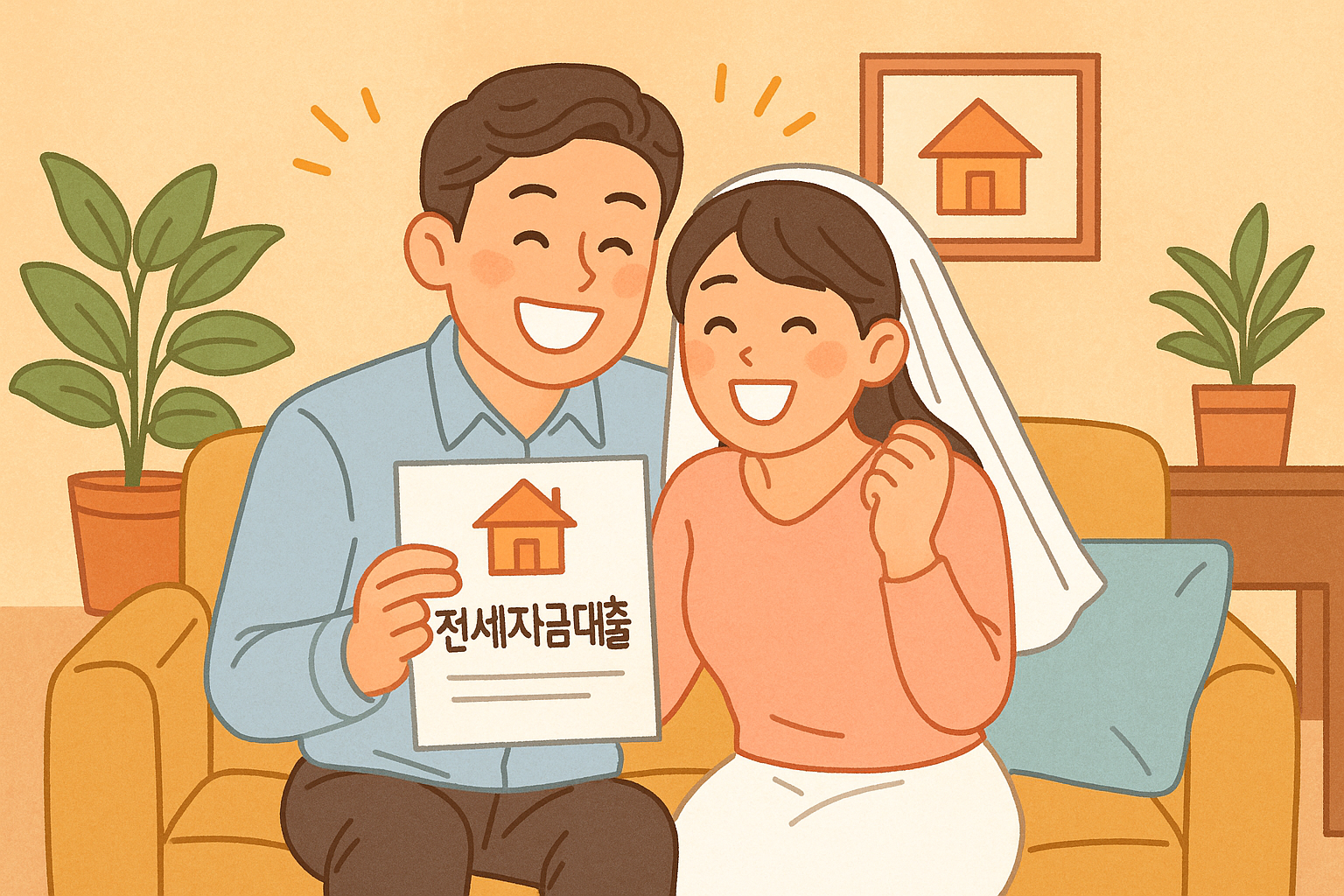 전세대출 신청 서류 준비 중인 부부의 모습