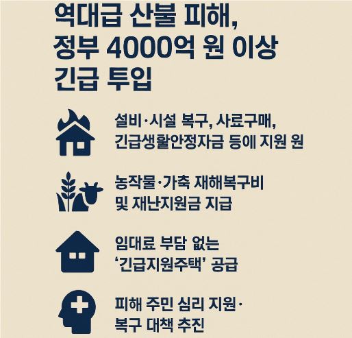 산불피해 정부지원금 투입 관련 사진