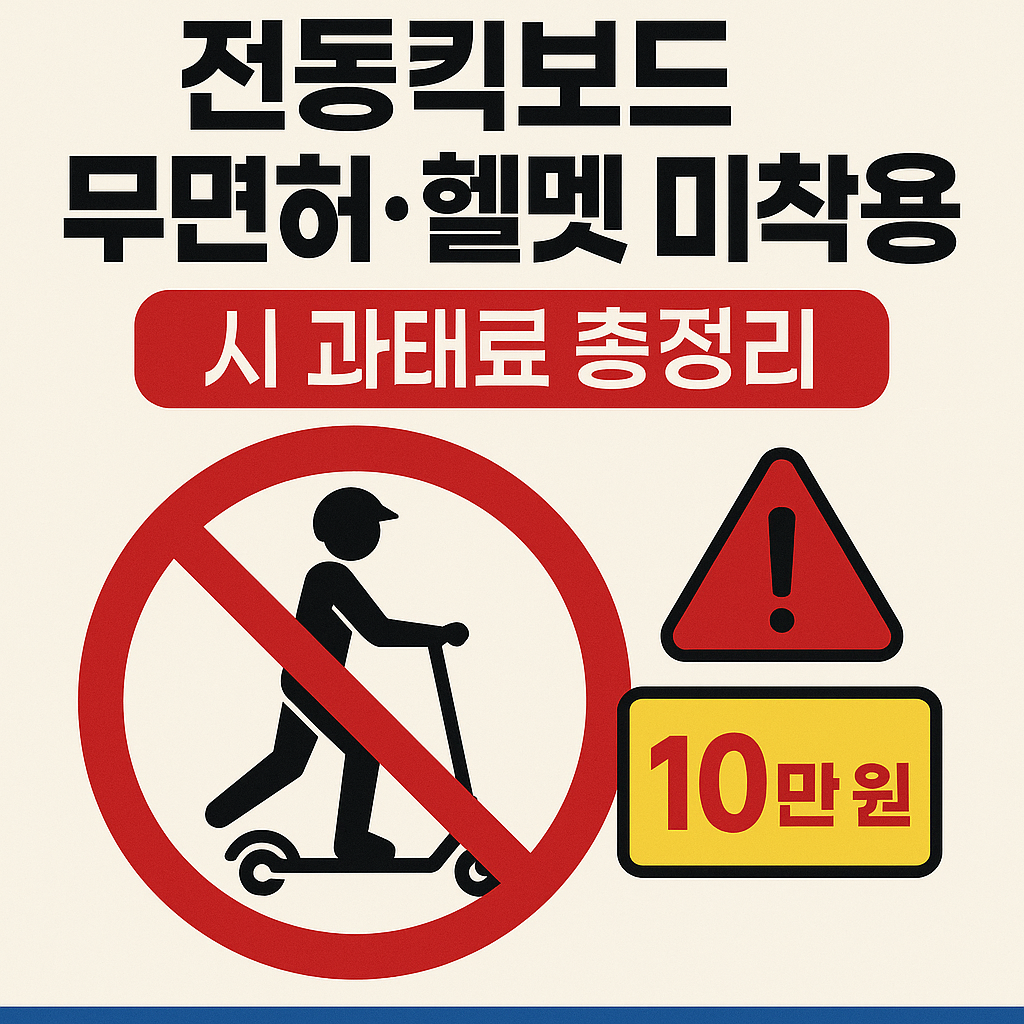 전동킥보드 무면허&middot;헬멧 미착용 시 과태료