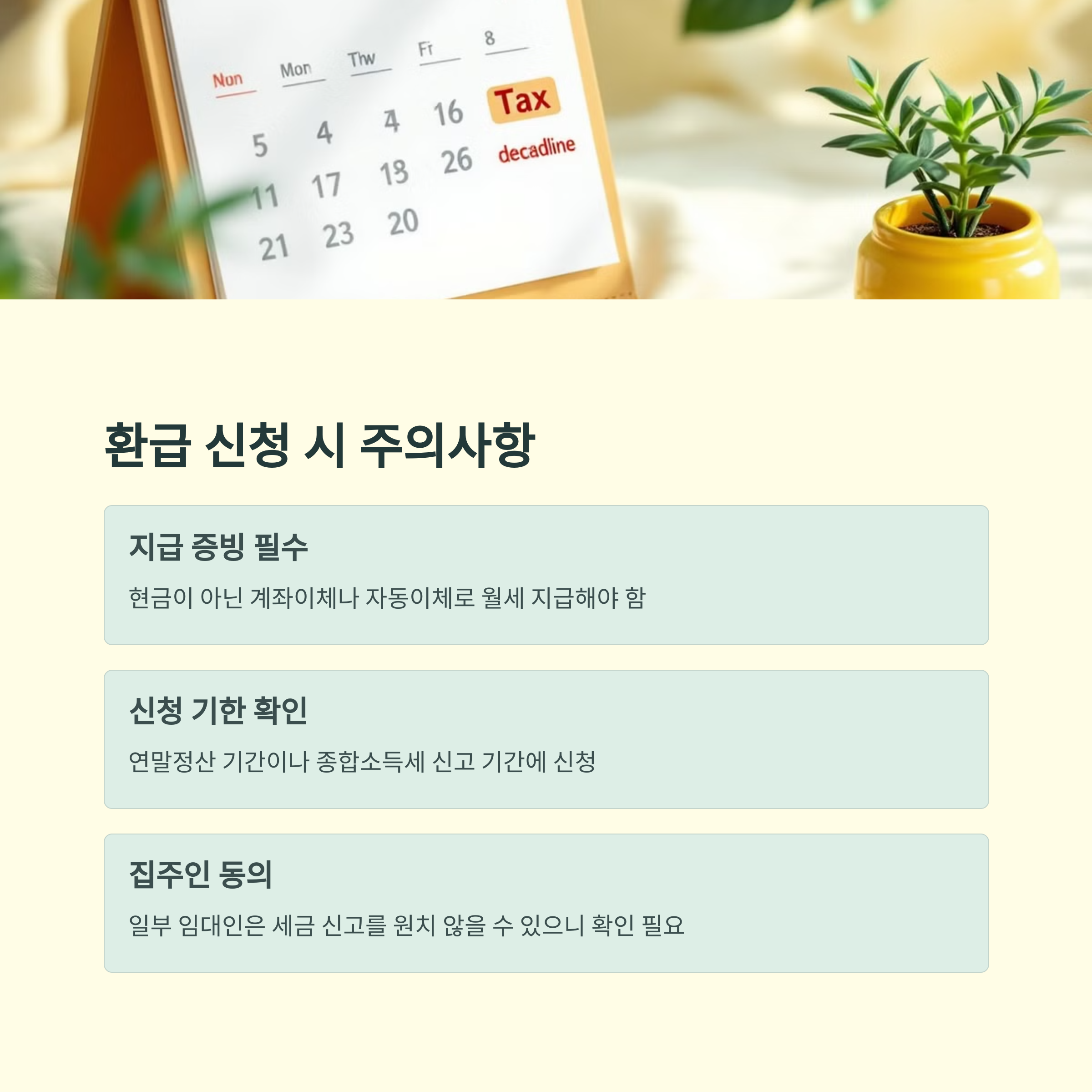 월세환급을 받을 때 주의할 점