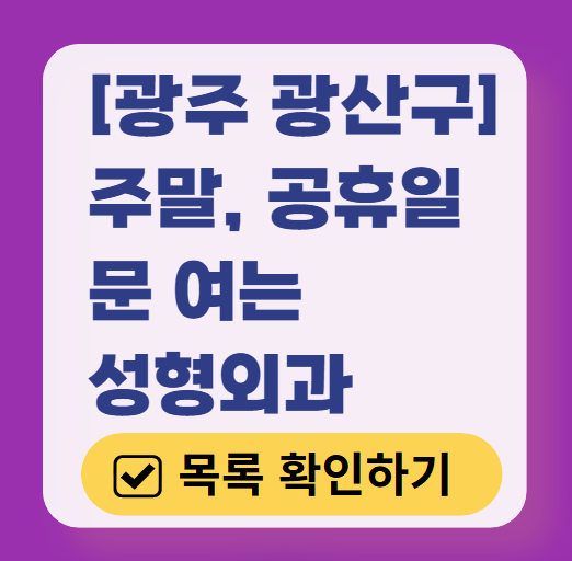 광주 광산구 주말 문 여는 성형외과 병원 추천 리스트 ❘ 토요일, 일요일, 공휴일 진료 목록(쌍꺼풀, 눈재수술, 리프팅, 보톡스 잘하는 곳은?)
