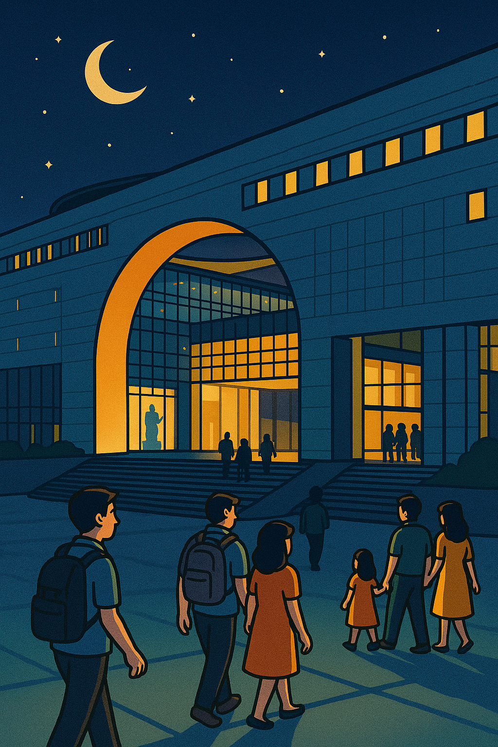 야간에 박물관 가는 사람들