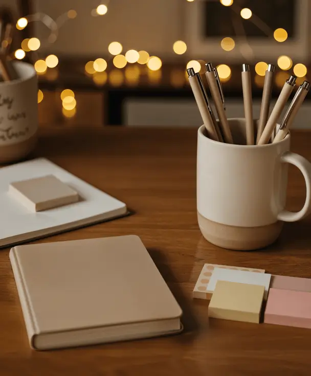 밤에 감정을 정리하기 위해 노트를 작성하는 루틴