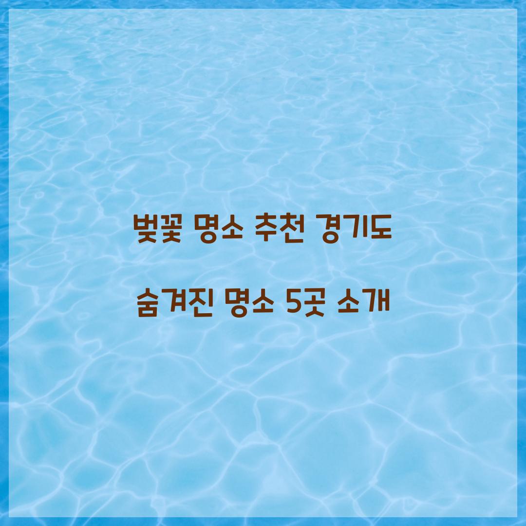 벚꽃 명소 추천