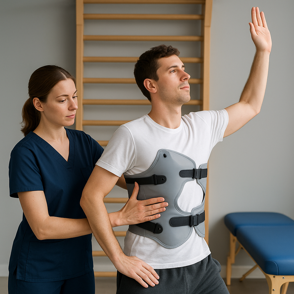 남성이 호흡훈련을 하고있는 이미지