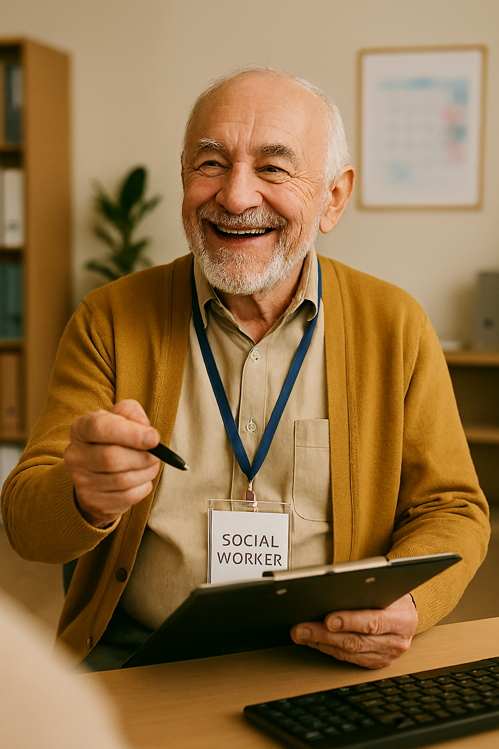 사회 복지 관련 노인 일자리에 근무 중인 노인